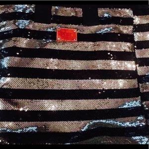 Silver and black sequin Victoria’s Secret tote